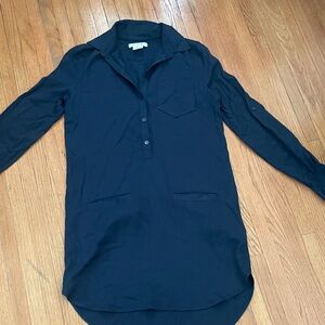 Lacoste Blue Long Sleeve Shirt Dress W/ Pockets